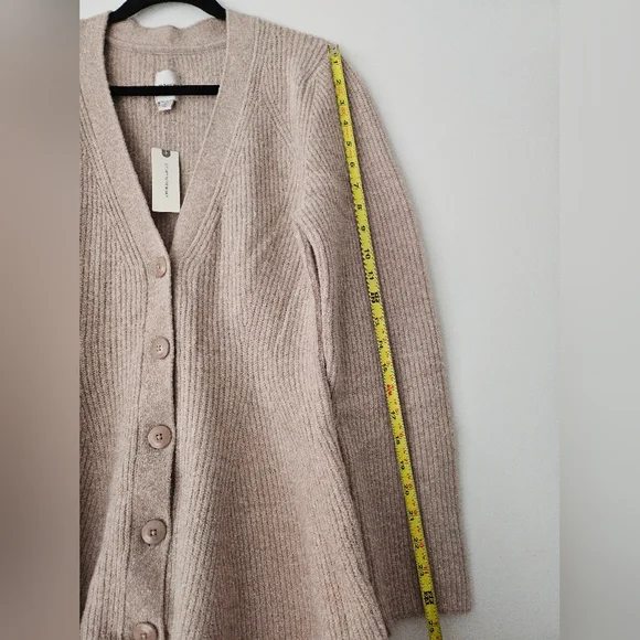 NWT Maeve Wool Blend Hourglass Ribbed Knit Cardigan Sweater Anthropologie Sz L - Picture 13 of 16